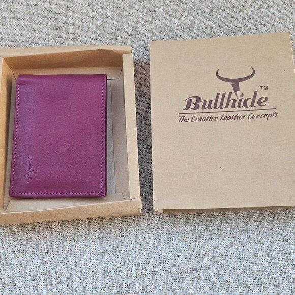 Bullhide Wallet Genuine Leather Purse Card Holder Bilfold Billfold Burgundy Red - Picture 5 of 10